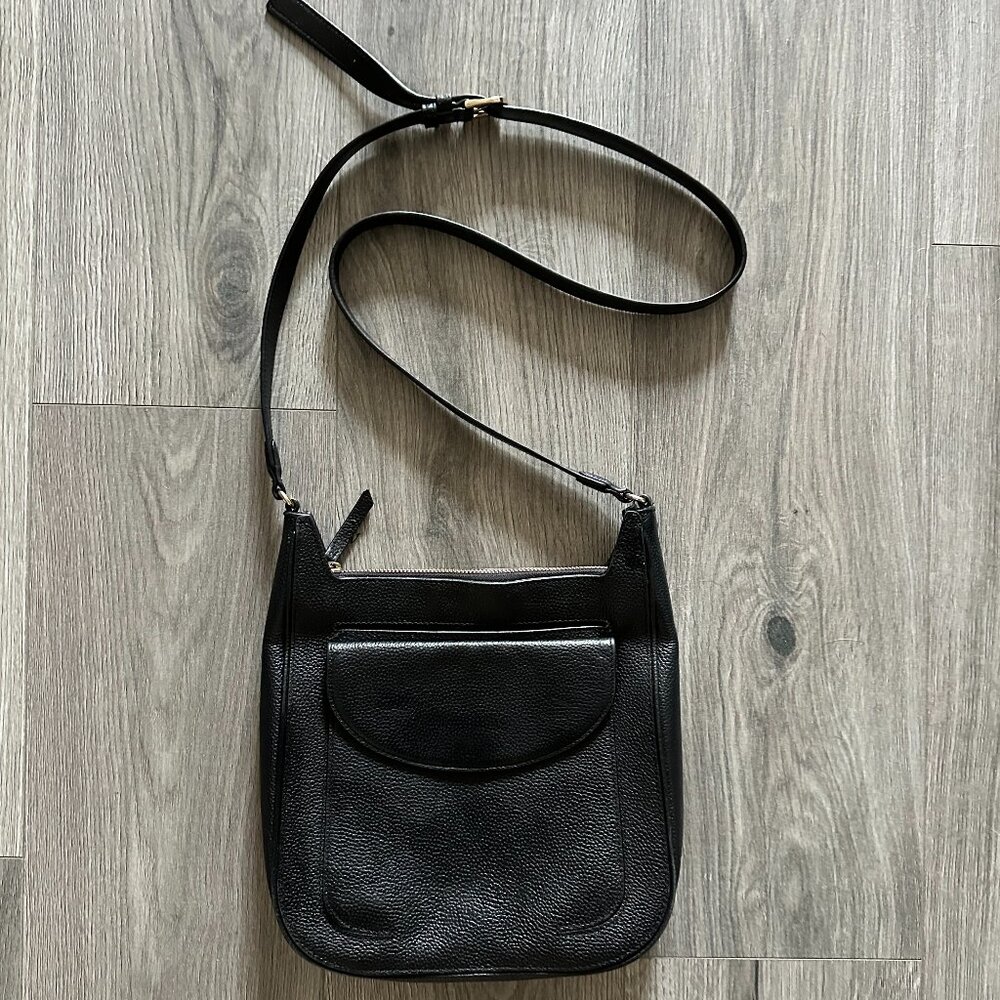 Nordstrom Black Pebbled Leather Adjustable Crossbody Bag